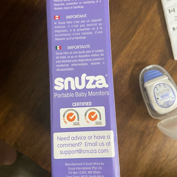 Snuza Hero SE Portable Movement Monitor - White and Purple - Picture 3 of 5